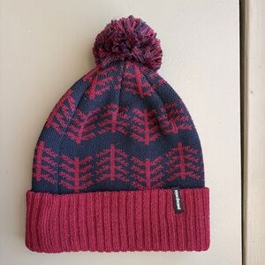 Patagonia Marooon and Navy Knit Beanie